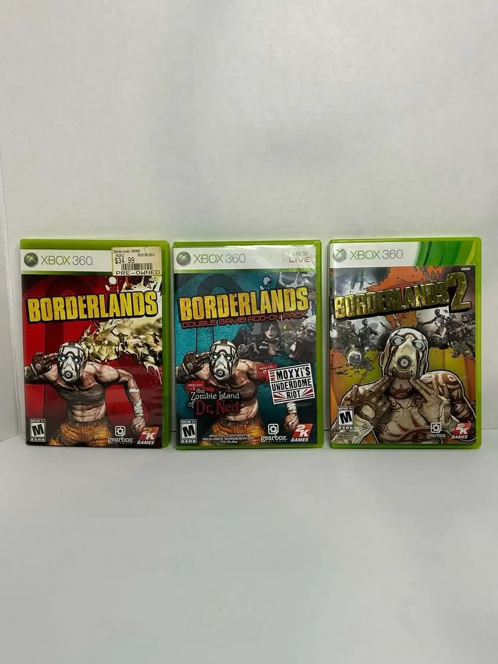 Borderlands, Double Game Add-On Pack, and Borderlands 2 for Xbox 360(3-Game Lot)